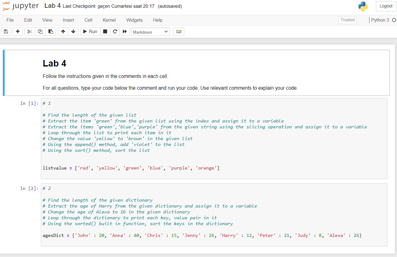Solved jupyter Lab 4 Last Checkpointgeçen Cumartesi saat | Chegg.com