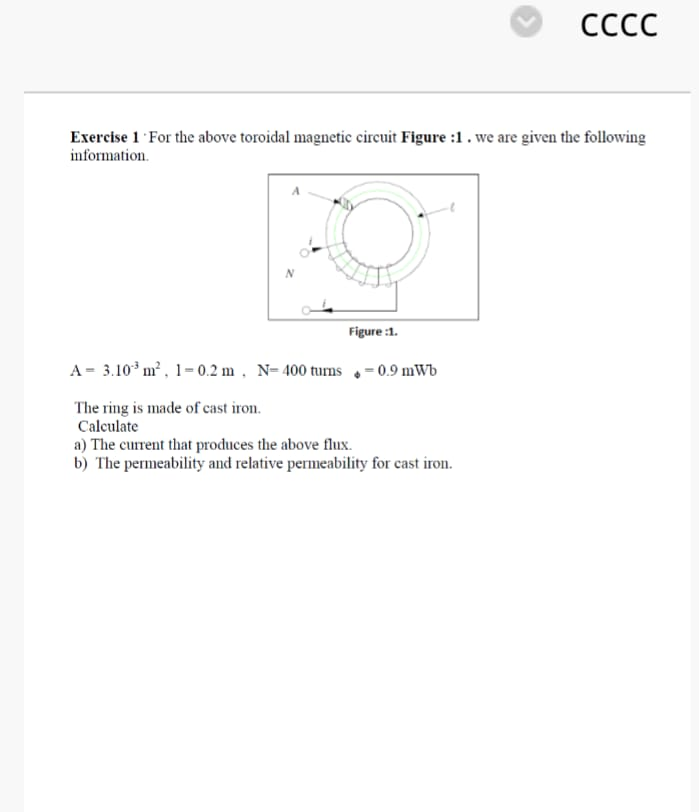 Solved CCCC Exercise 1 For the above toroidal magnetic | Chegg.com