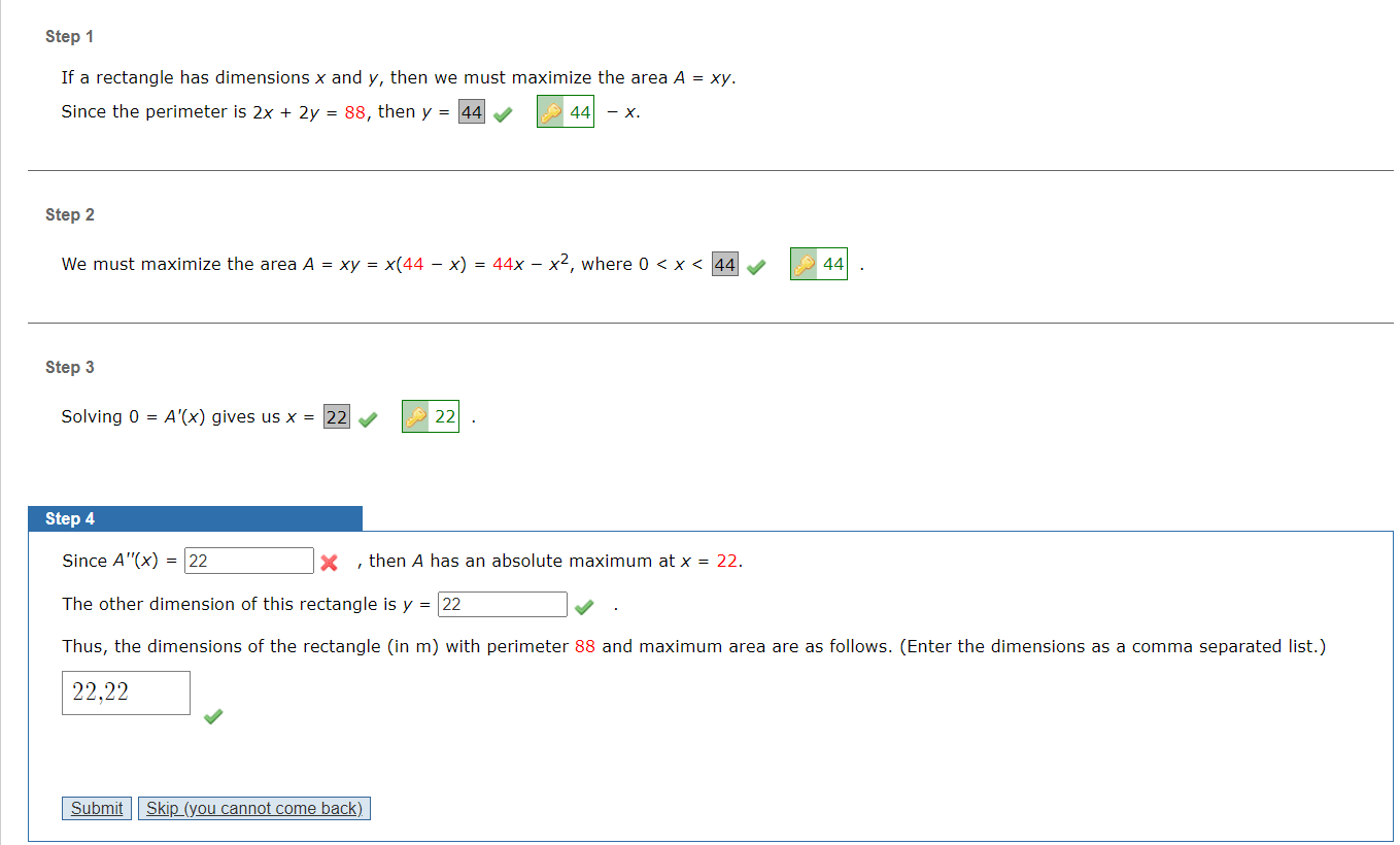 Solved Step 1 If a rectangle has dimensions x and y, then we | Chegg.com