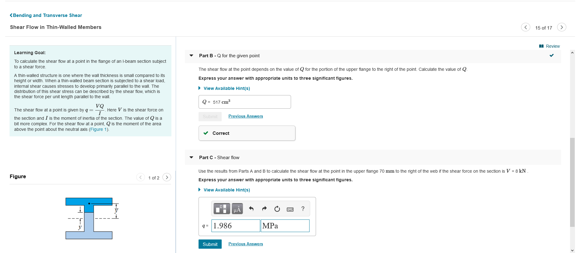 Solved Review Learning Goal: To calculate the shear flow at | Chegg.com