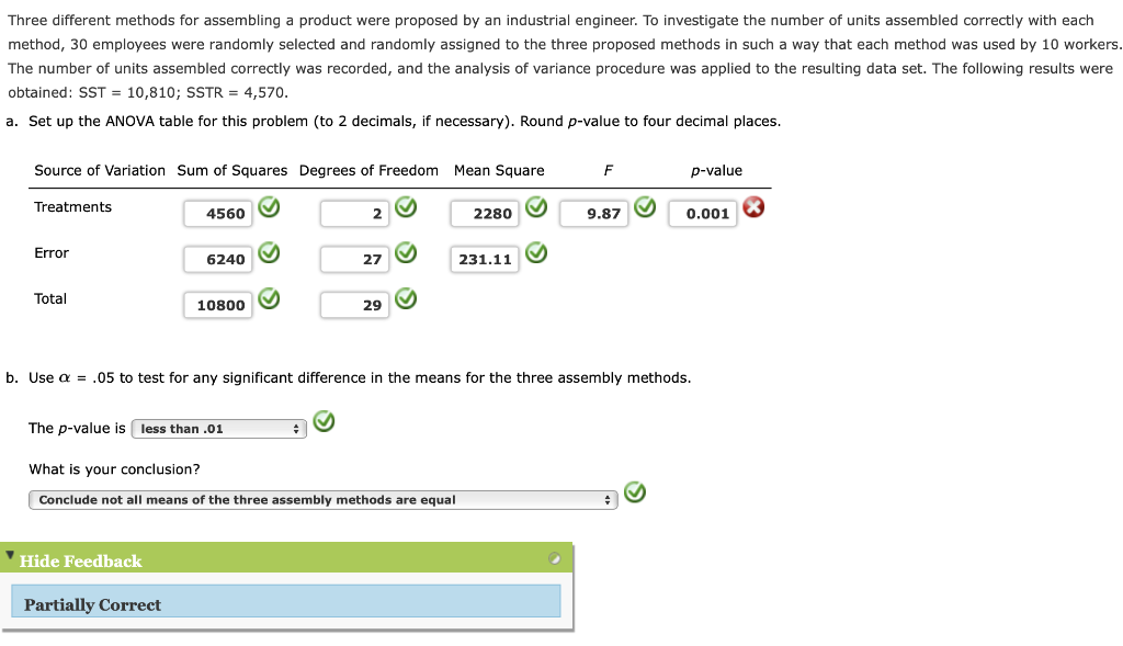 Solved Three different methods for assembling a product were