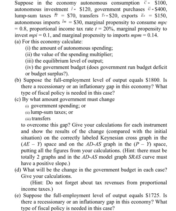 Solved Suppose in the economy autonomous consumption - $100, | Chegg.com