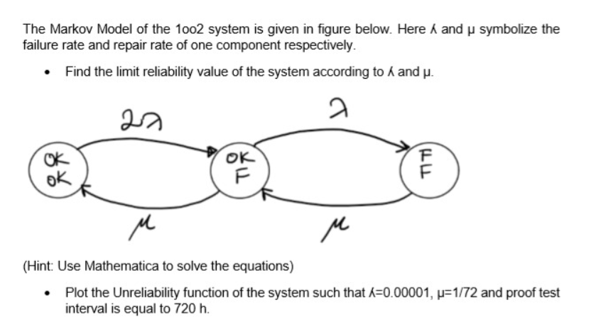 The Markov Model Of The 1002 System Is Given In Fi Chegg Com