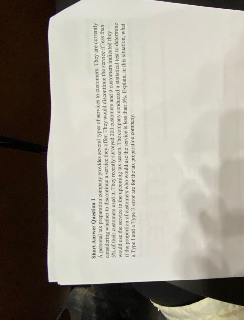 Short Answer Question 1 A Personal Tax Preparation | Chegg.com