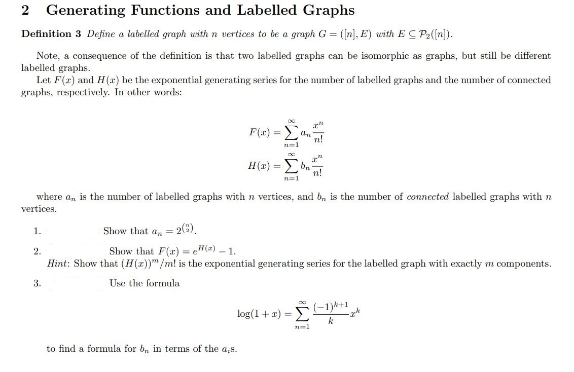 2 Generating Functions and Labelled Graphs Definition | Chegg.com