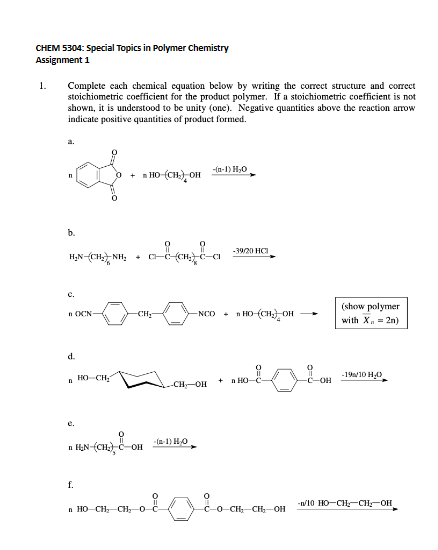 Solved Assignment 1 1. Complete Each Chemical Equation Below | Chegg.com