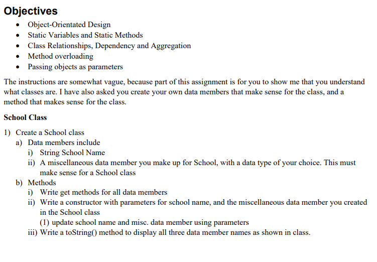 Solved Objectives • Object-Orientated Design • Static | Chegg.com