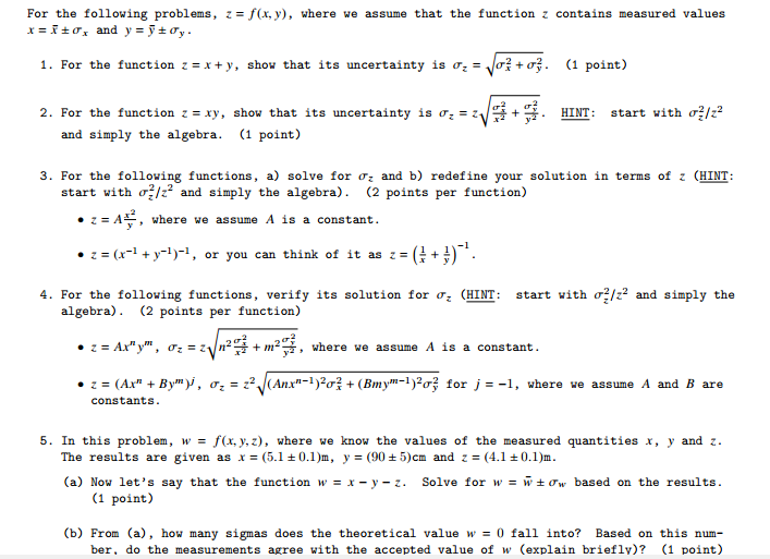Solved For The Following Problems Z F X Y Where We Chegg Com