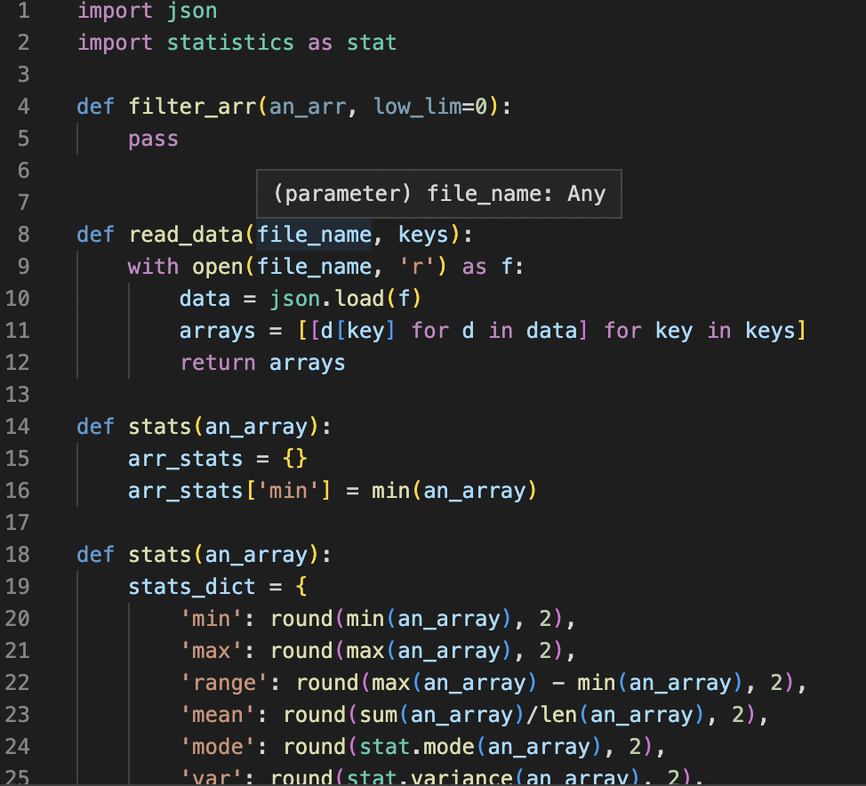 Solved Write a function print_stats (file_name: str) that | Chegg.com