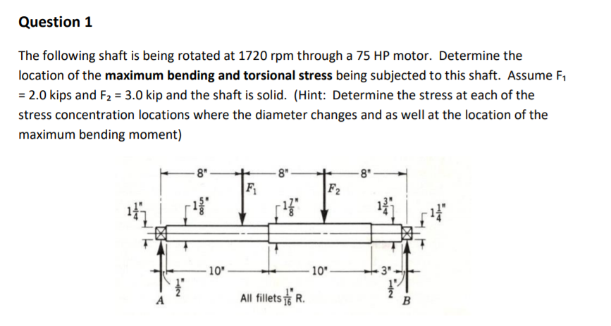 Solved Question 1 The following shaft is being rotated at | Chegg.com