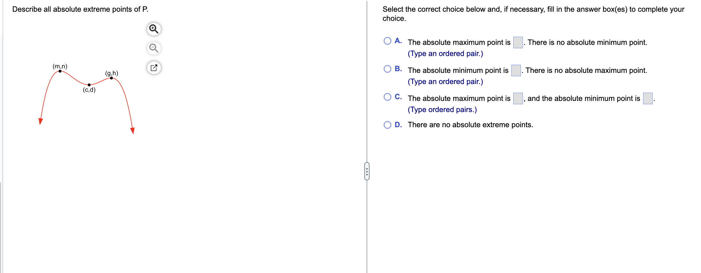 Solved Describe all absolute extreme points of P.Select the | Chegg.com