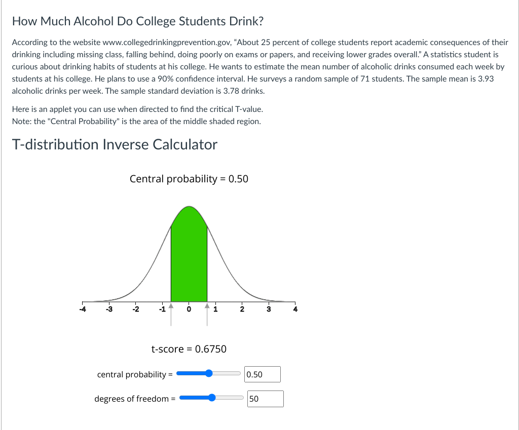 Solved How Much Alcohol Do College Students Drink? According