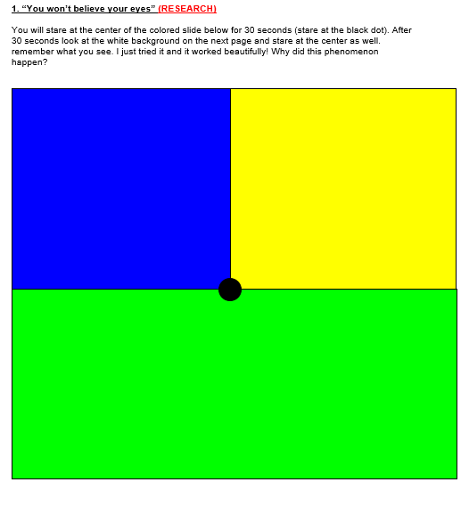 Solved 1. "You won't believe your eyes" (RESEARCH) You will | Chegg.com