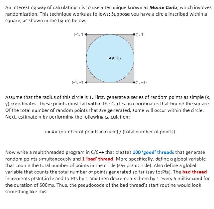 Solved An interesting way of calculating n is to use a | Chegg.com