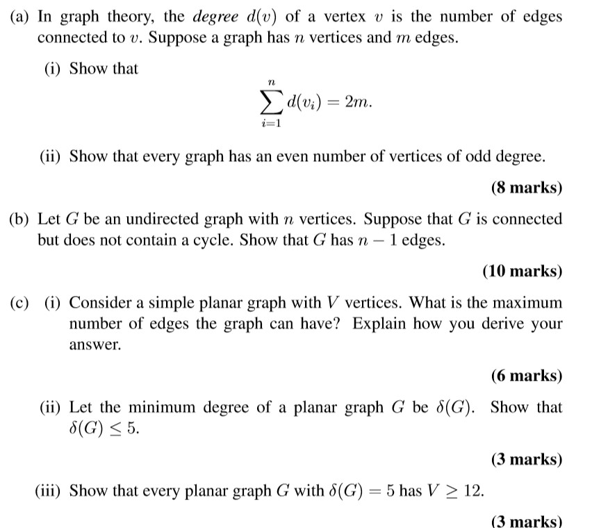 Solved A In Graph Theory The Degree D U Of A Vertex V Is Chegg Solved A In Graph Theory The Degree D U Of A Vertex V Is Chegg