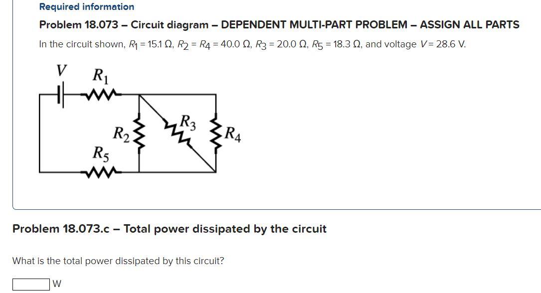 Solved Required information Problem 18.073 - Circuit diagram | Chegg.com