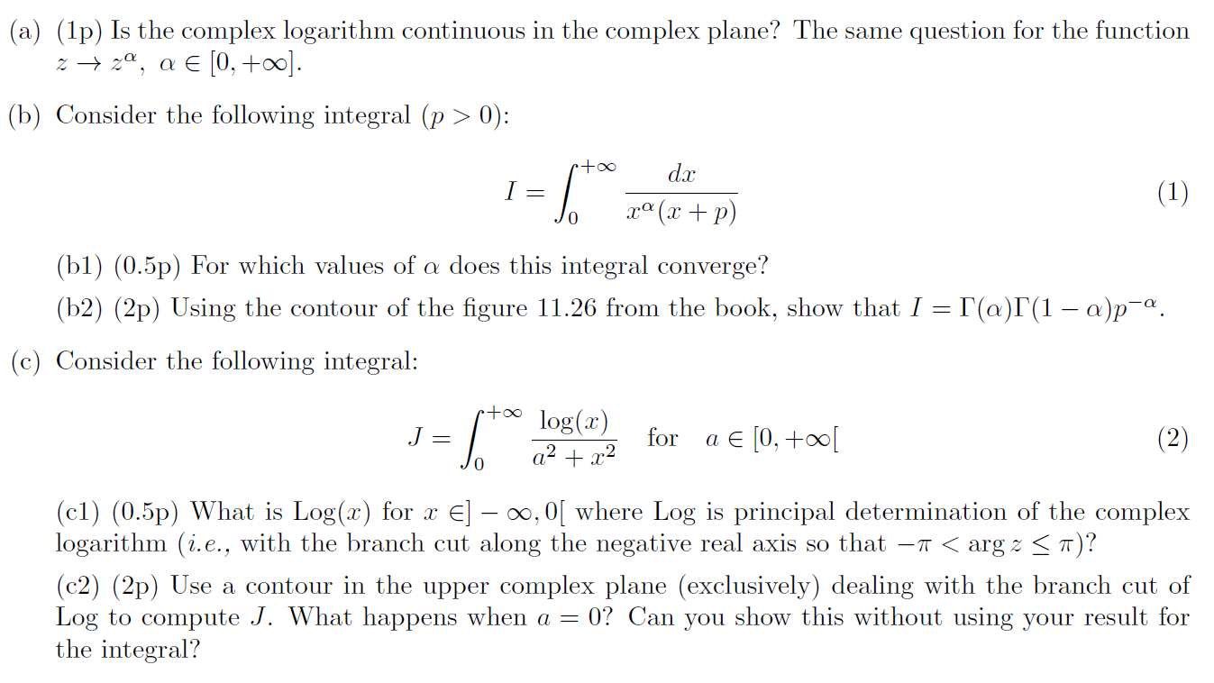 A 1p Is The Complex Logarithm Continuous In Th Chegg Com