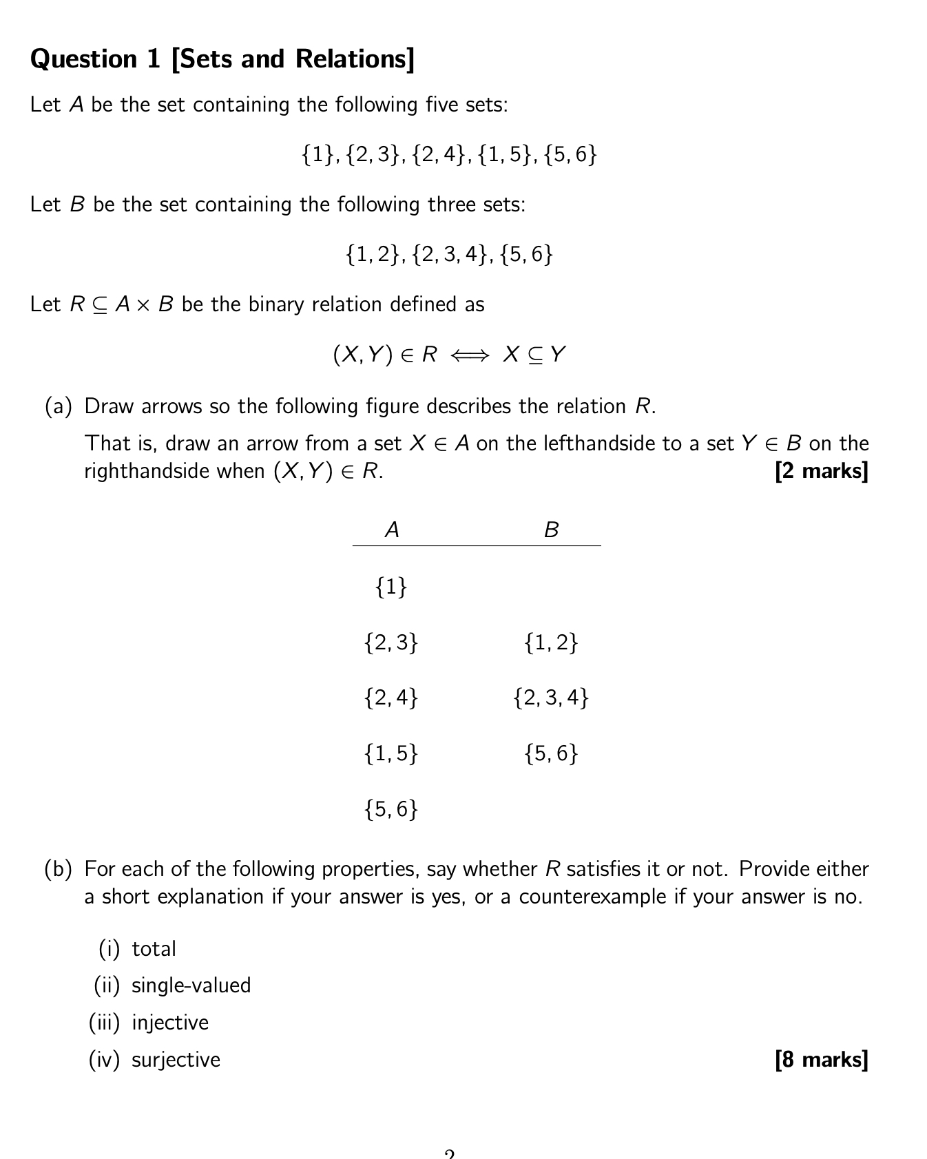 Question 1 [Sets And Relations] Let A Be The Set | Chegg.com