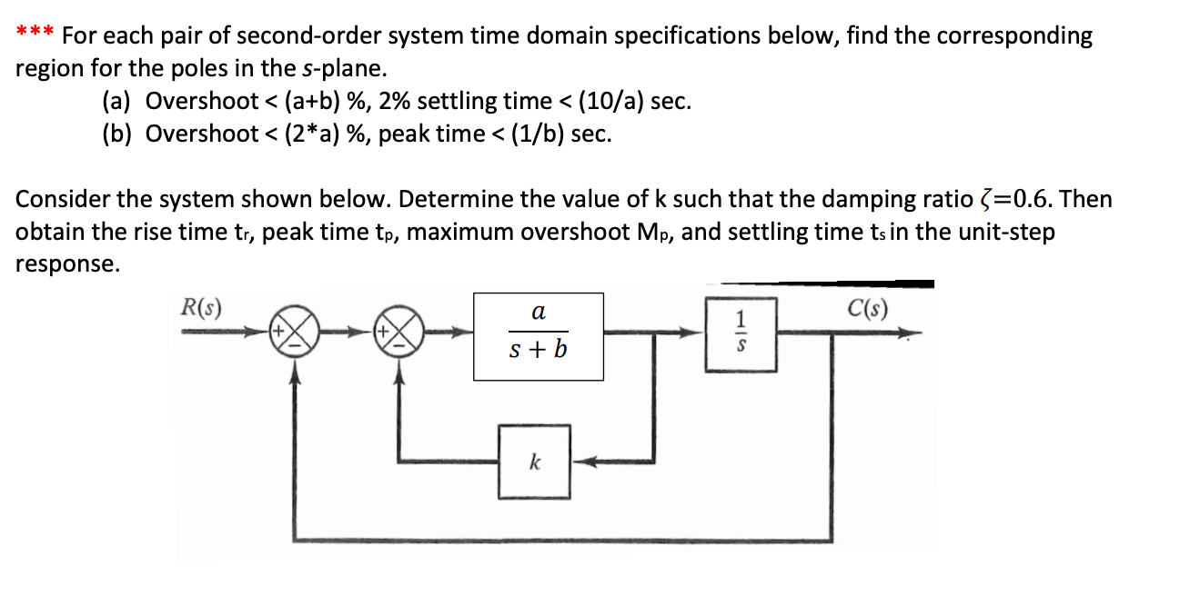 Solved For each pair of second-order system time domain | Chegg.com