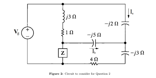 Solved If Vg = 25∠0o V and Ia = 5∠90oA, then compute the | Chegg.com