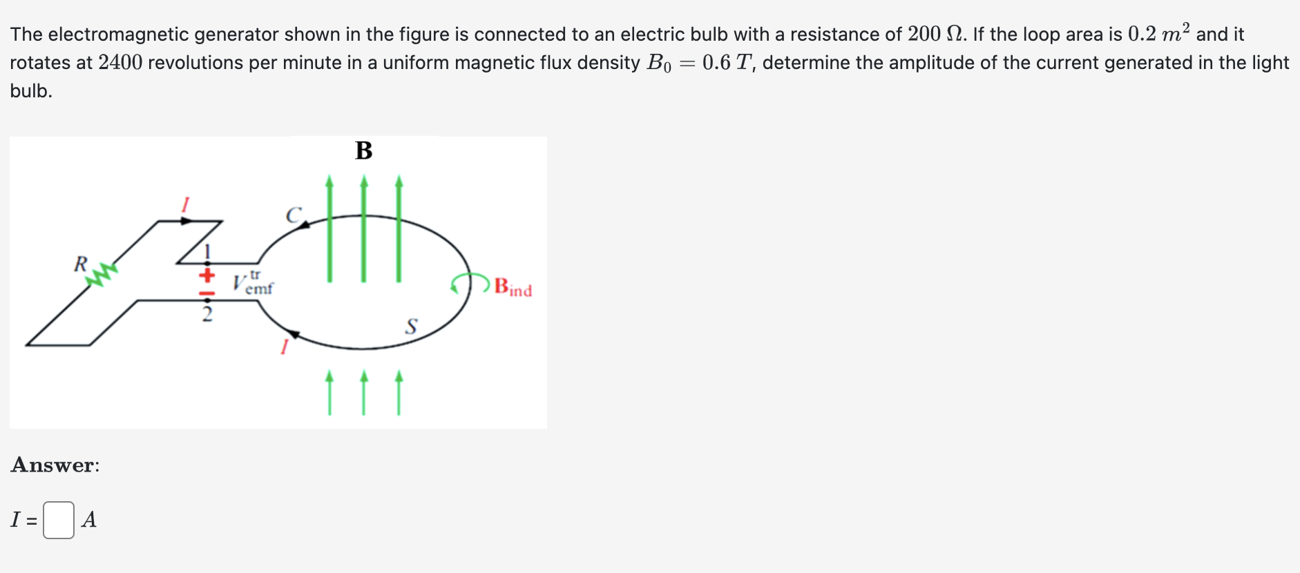 Solved The electromagnetic generator shown in the figure is | Chegg.com
