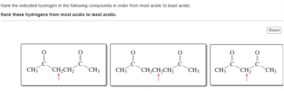 Which Of The Following Would Be The Least Effective Reference Solved Rank the indicated hydrogen in the following | Chegg.com