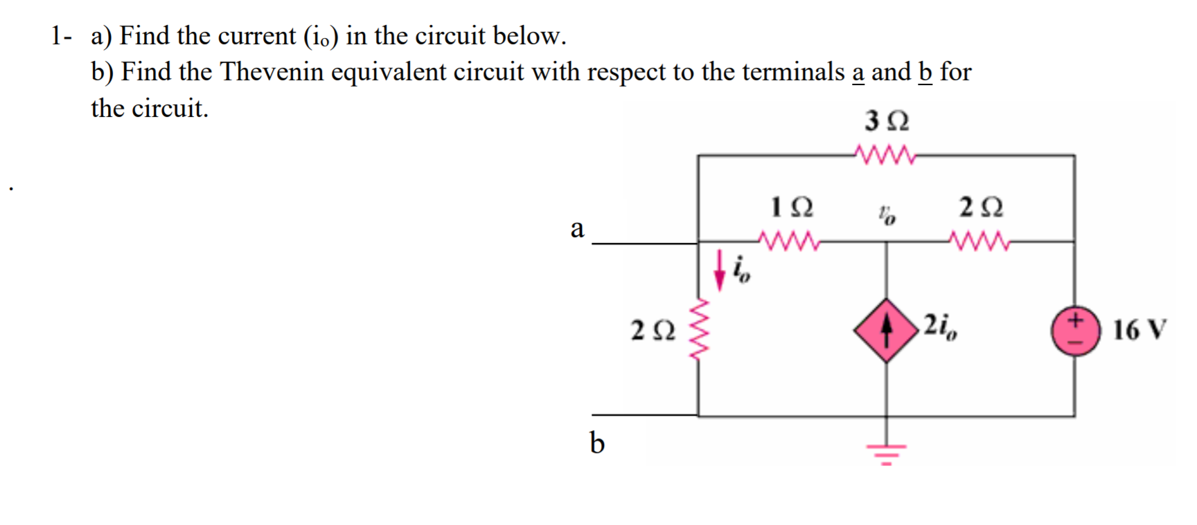 Solved 1- A) Find The Current (i.) In The Circuit Below. B) | Chegg.com