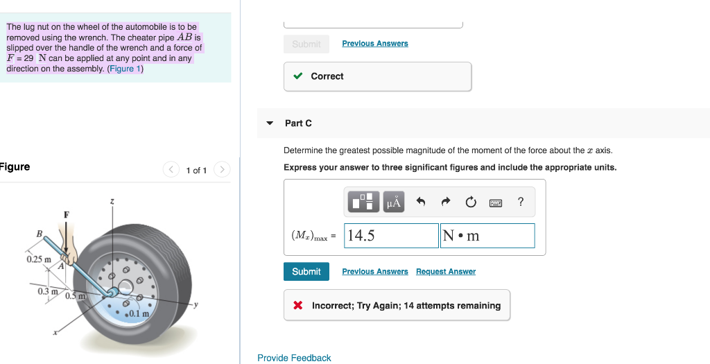 Solved The lug nut on the wheel of the automobile is to be