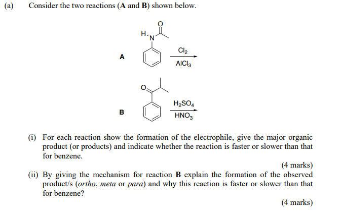 Solved (a) Consider The Two Reactions (A And B) Shown Below. | Chegg.com