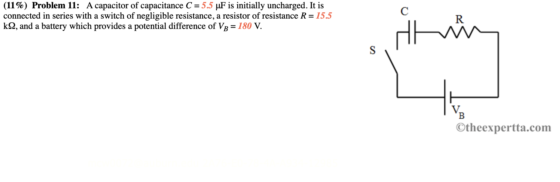 Solved с (11%) Problem 11: A Capacitor Of Capacitance C = | Chegg.com