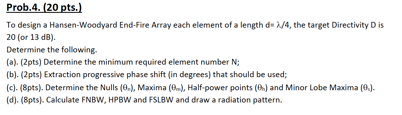 Prob.4. (20 pts.) To design a Hansen-Woodyard | Chegg.com
