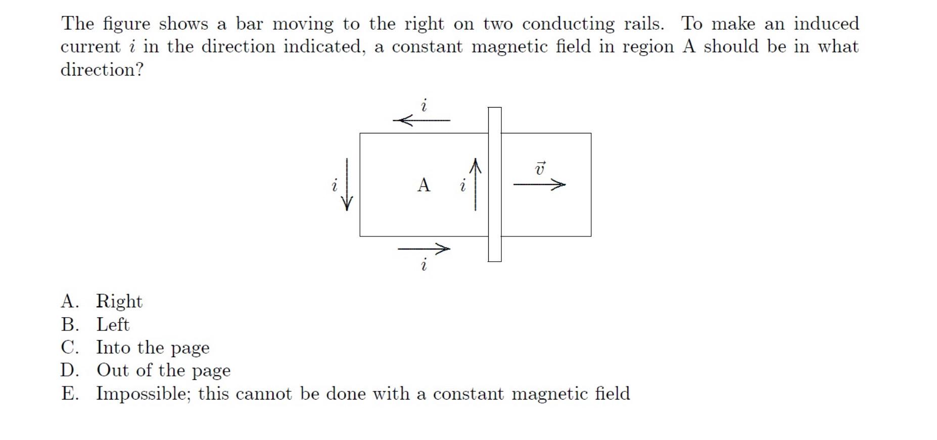 Solved The figure shows a bar moving to the right on two | Chegg.com