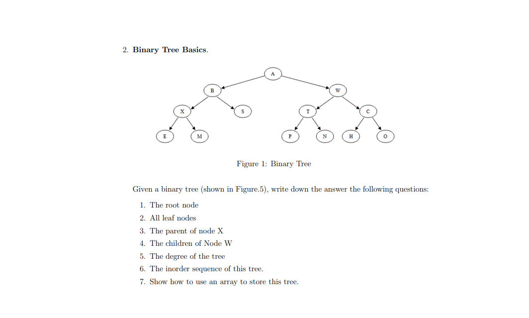 2 Binary Tree Basics Figure 1 Binary Tree Given A Chegg Com
