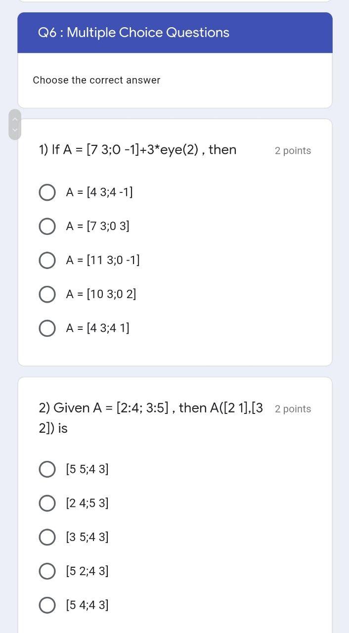 Solved Q6: Multiple Choice Questions Choose the correct | Chegg.com