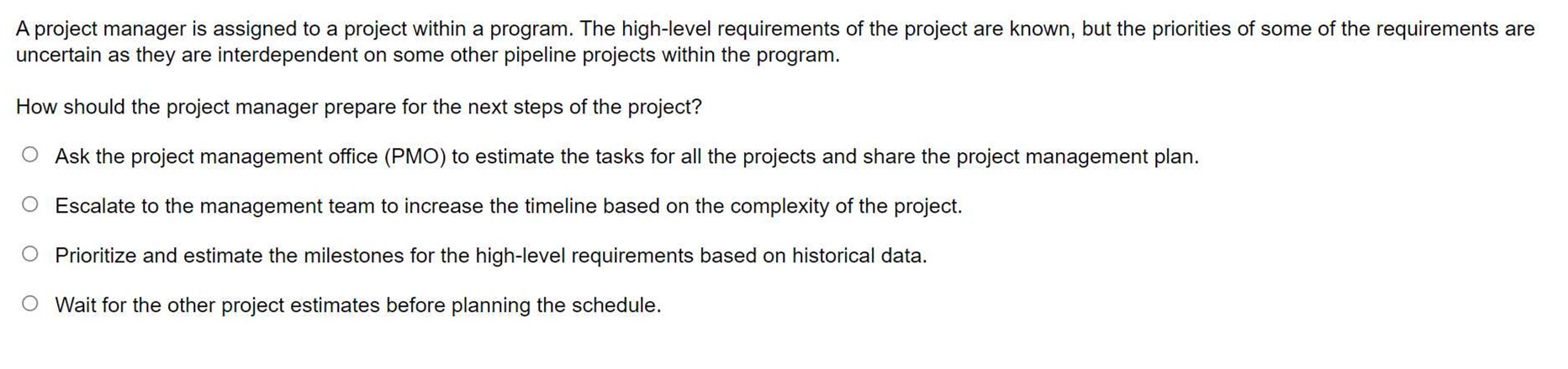 Solved A project manager is assigned to a project within a | Chegg.com