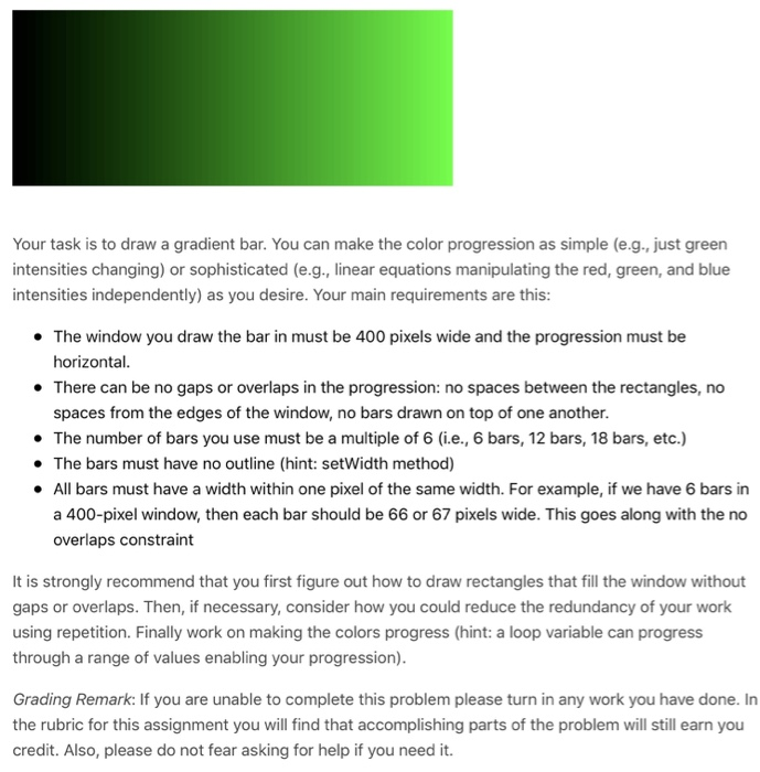 Solved 4. [gradient_bar.py] Gradient Bar In the picture | Chegg.com
