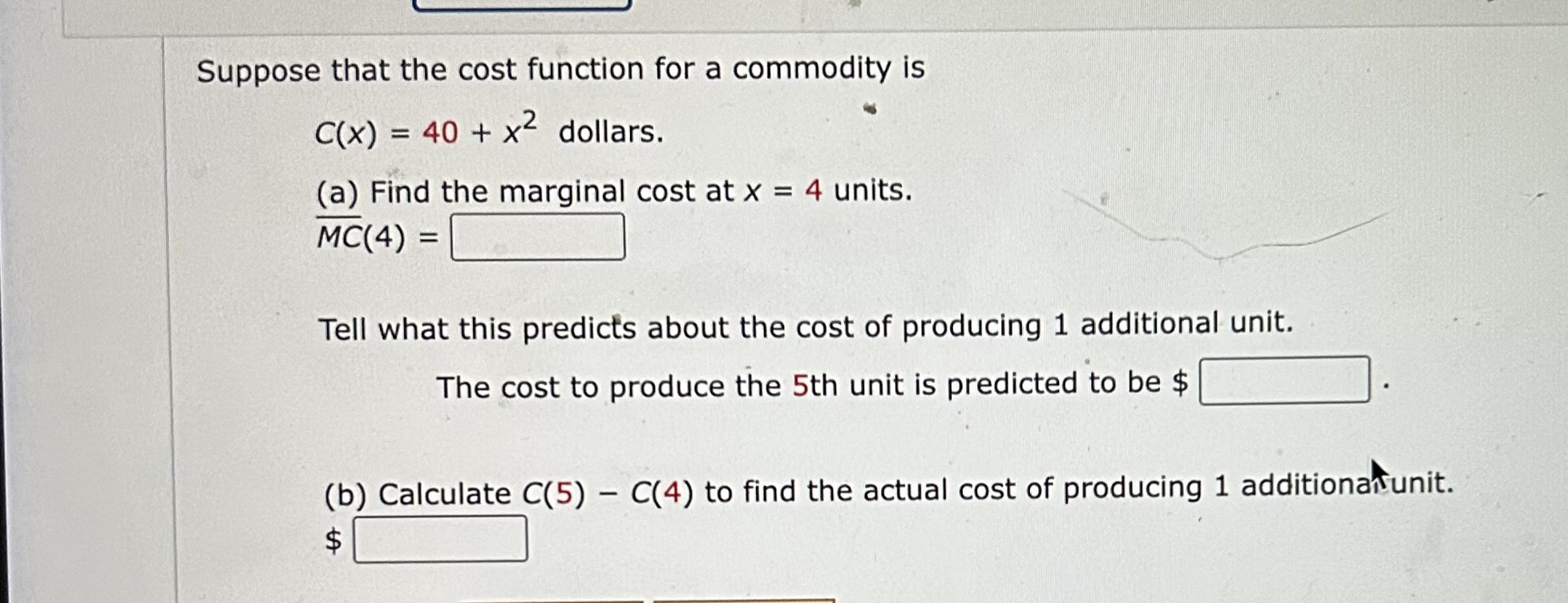Solved pose that the cost function for a commodity is | Chegg.com