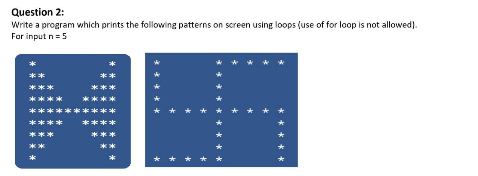 Solved Write C++ code to print these two patterns as soon as | Chegg.com