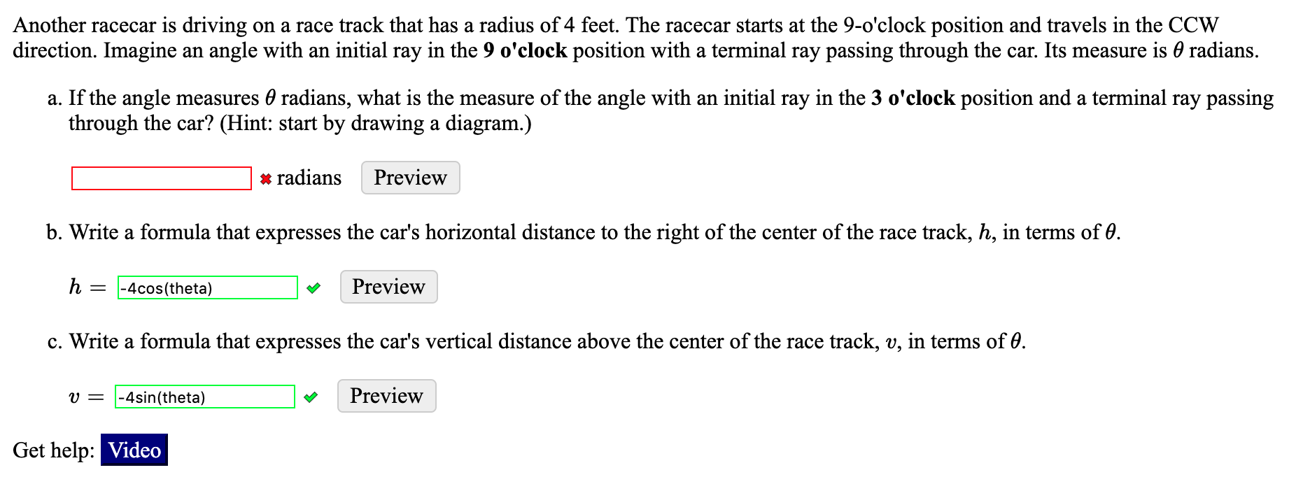 Solved Another Racecar Is Driving On A Race Track That Ha Chegg Com