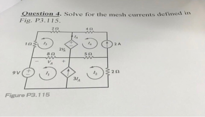 Solved Question 4. Solve for the mesh currents defined in | Chegg.com