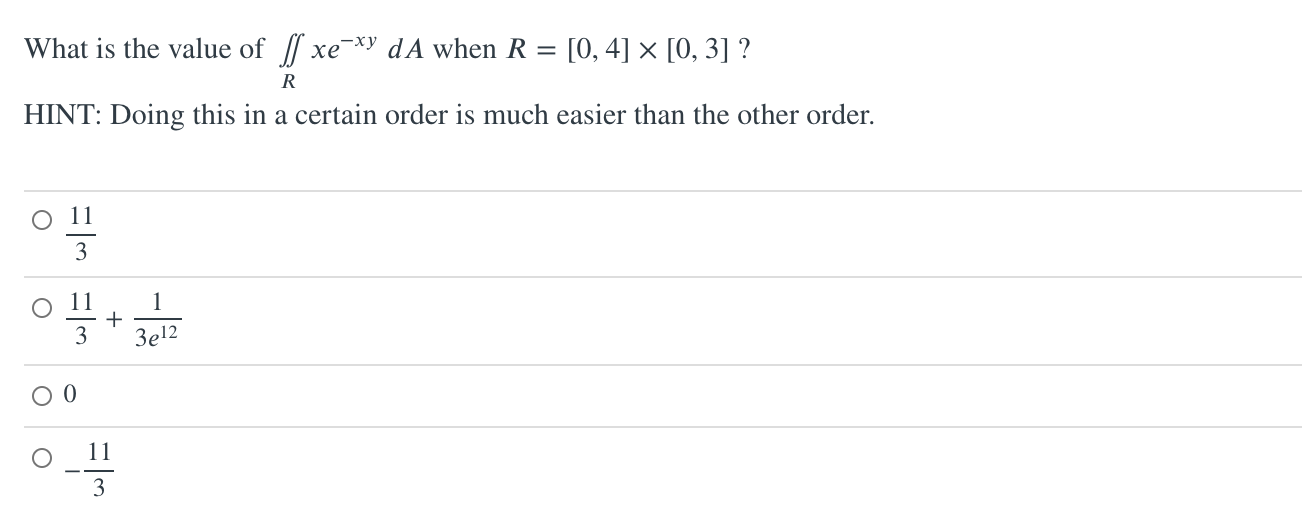 Solved What is the value of So ' Sox?y dy dx ? O 4/3 O 1/6 O | Chegg.com