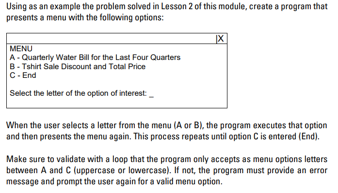 Solved Using as an example the problem solved in Lesson 2 of | Chegg.com