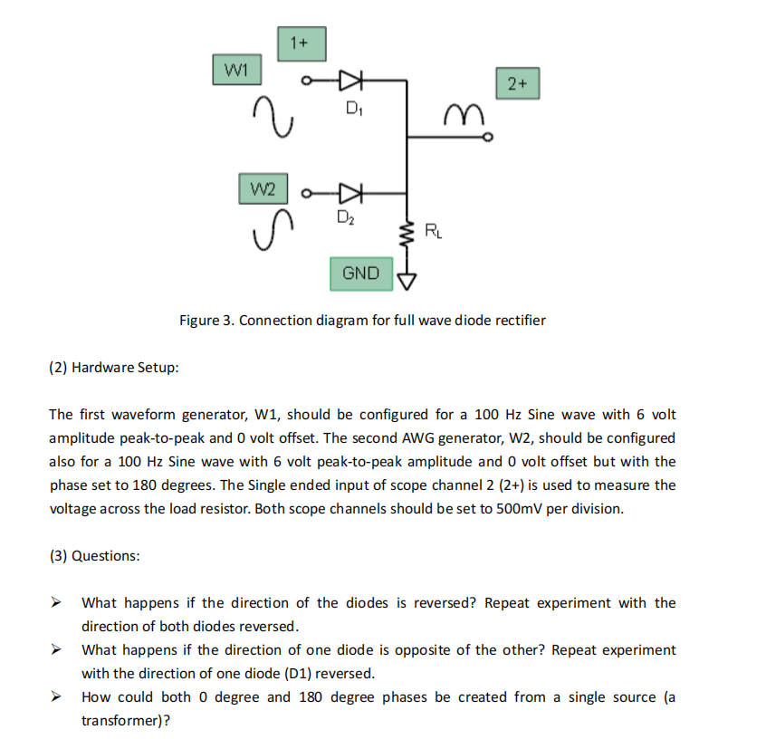 Solved 1+ W1 去. 2+ D m W2 H D2 W GND Figure 3. Connection | Chegg.com