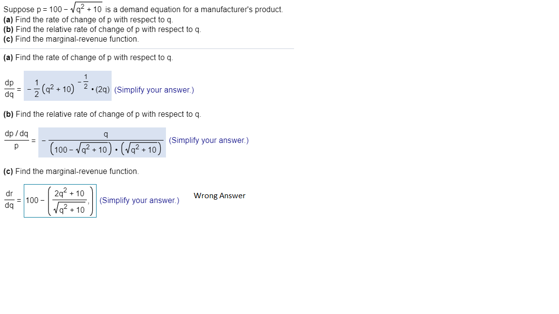 Solved Suppose P 100 Vq2 10 Is A Demand Equation For A Chegg Com