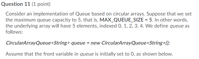 Solved Question 11 (1 point) Consider an implementation of | Chegg.com