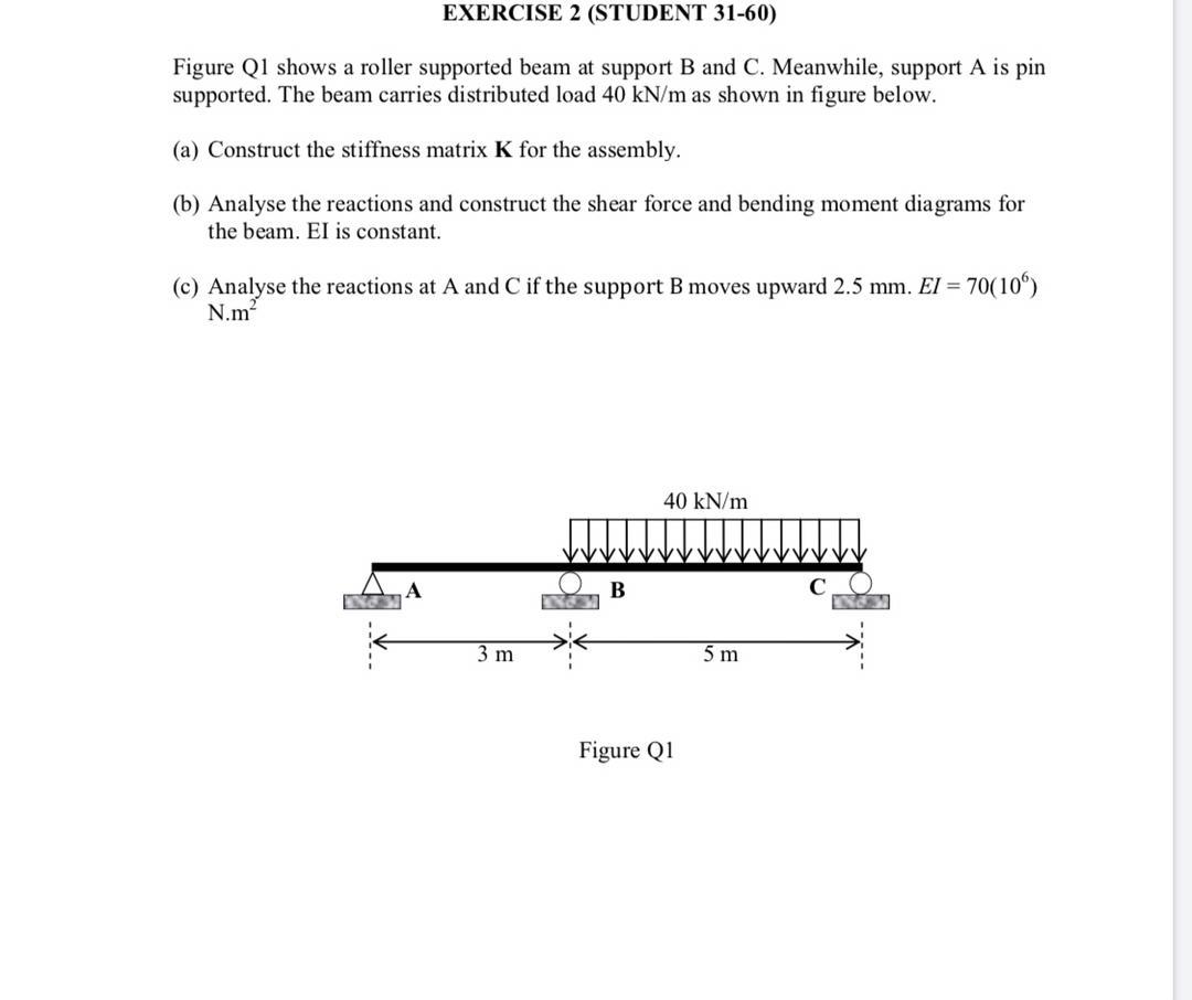 Solved EXERCISE 2 (STUDENT 31-60) Figure Q1 shows a roller | Chegg.com