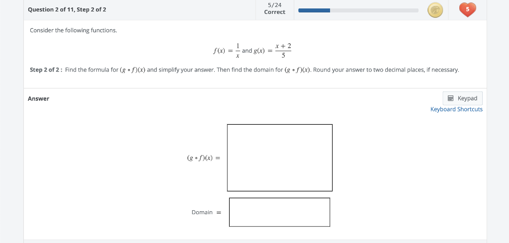 Solved Question 2 of 11, Step 2 of 2 5/24 Correct 5 Consider | Chegg.com