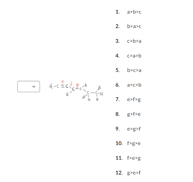 1. A>b>c 2. B>a>c 3. C>b>a 4. C>a>b 5. B>c>a | Chegg.com