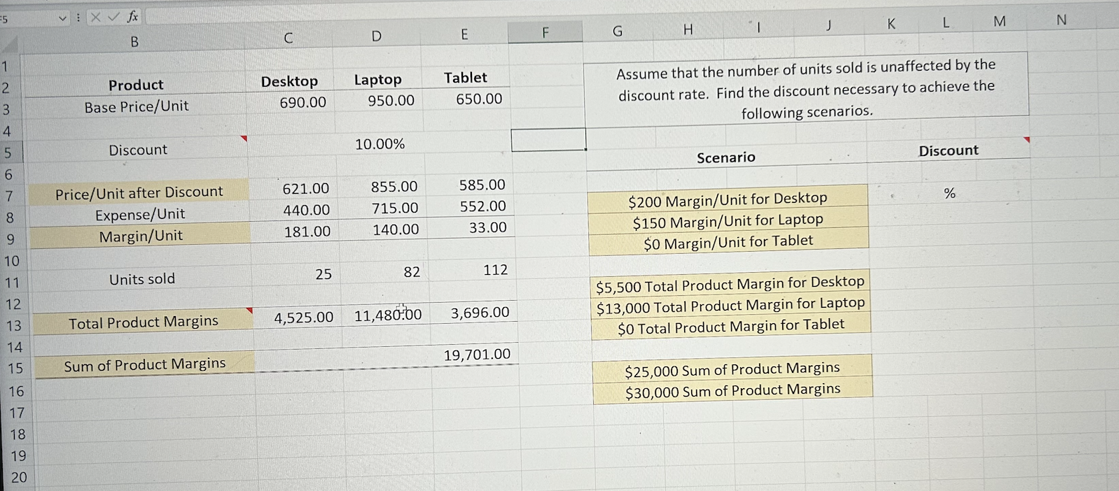 Solved Assignment 10 Data On Product Margins Worksheet 2666