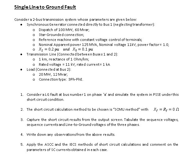 Solved Single Lineto Ground Fault Consider a 2-bus | Chegg.com
